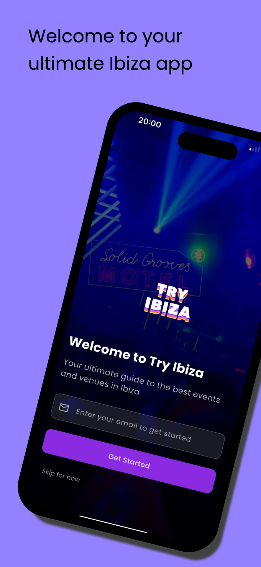 Try Ibiza App Welcome Screen